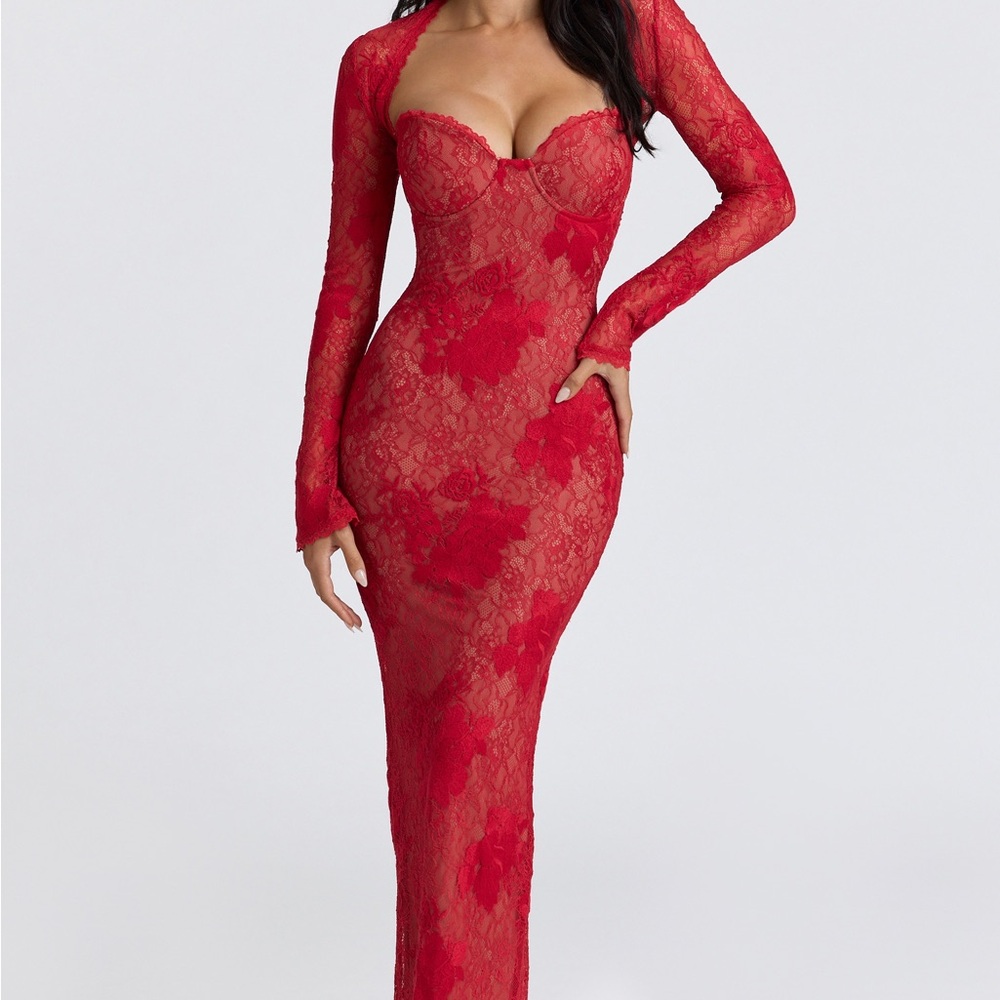 House of CB LUCIENNE
Red Lace Embroidered Maxi Dress - Limited Edition - Picture 5 of 6